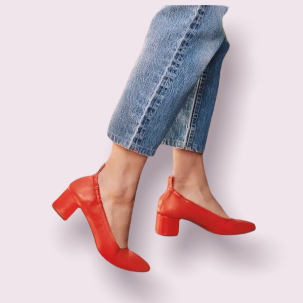 Everlane The Italian Leather Day Heel in orange poppy